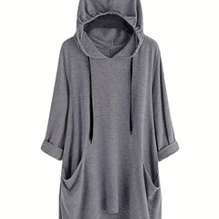 Patched Pocket Drawstring Hoodie Long Sleeve Sweatshirt