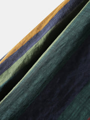 Men's Casual Cotton Linen Striped Shirts, Long Sleeves, Beach Holiday