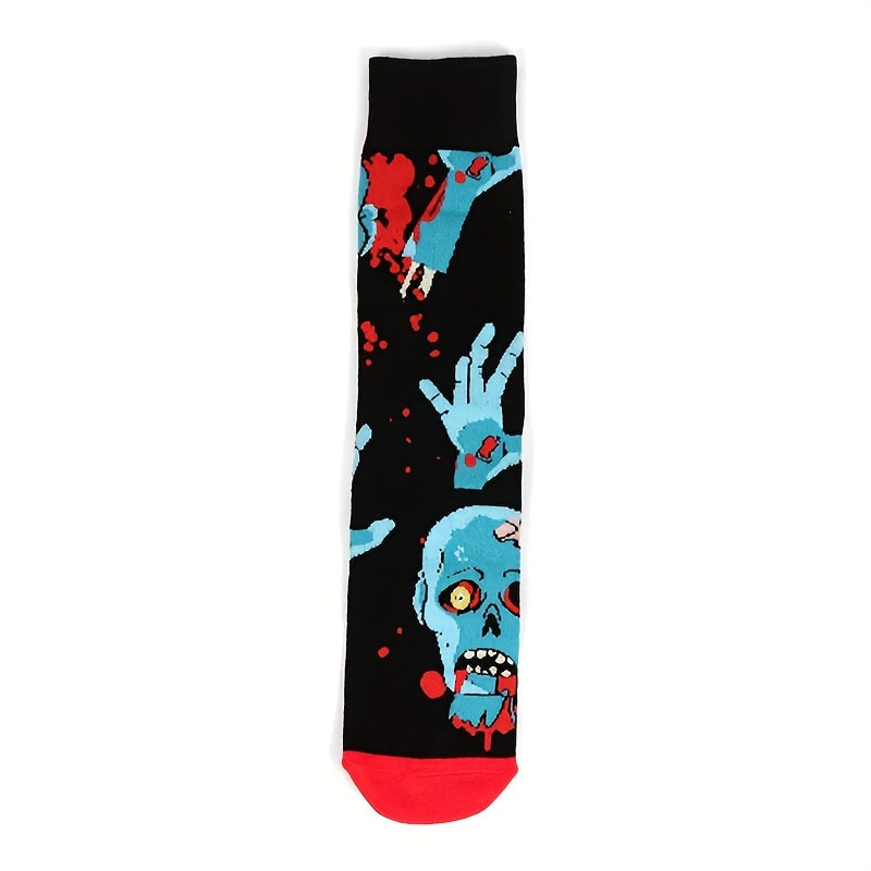 Halloween Skeleton Jacquard Mid-calf Socks