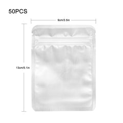 50pcs Airtight Tea Bag with Flat Bottom Transparent Frosted Plastic Packaging