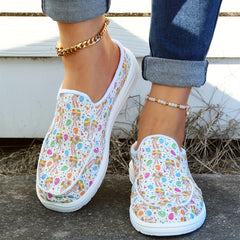 Women's Rabbit & Egg Pattern Mules Sneakers Slip-on Casual Slippers