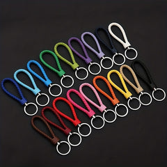 Bohemian Style Braided Leather Rope Keychain for Girls Couple Bag Car Pendant