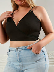 Bra Women's Plus Ribbed Wrap V Neck Bralette