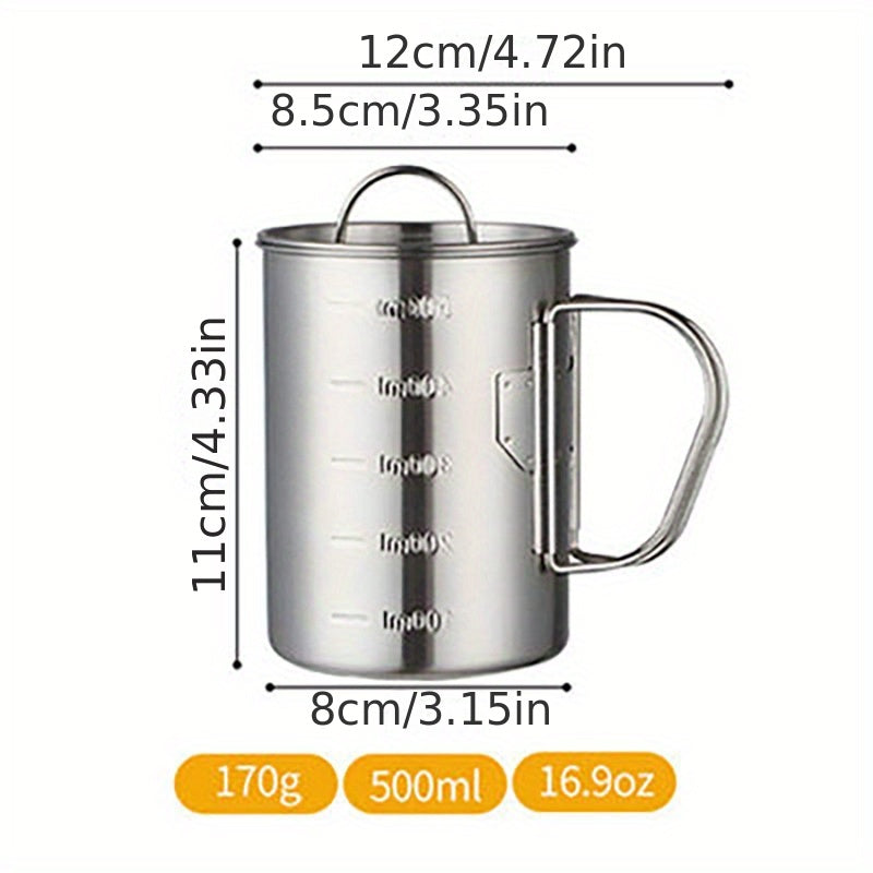 Outdoor Stainless Steel Folding Water Cup 12-17oz Boiling Cup