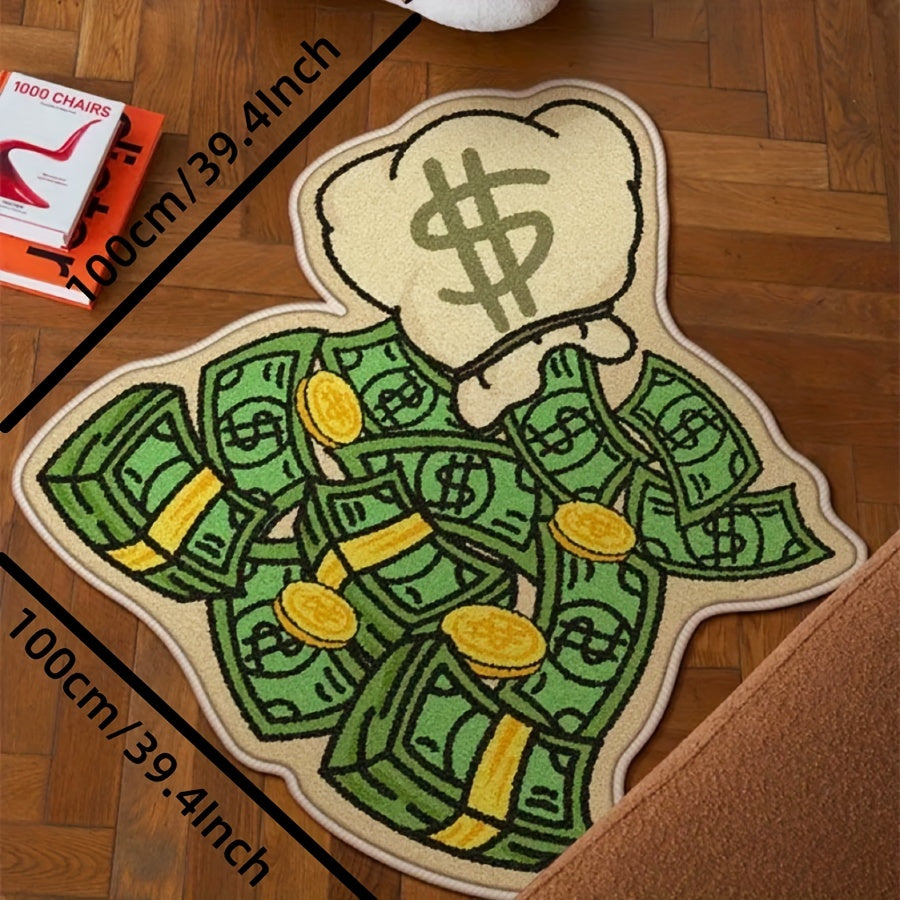 Fluffy Cartoon Money Carpet Bedroom Wool Mat Entrance Anti-slip