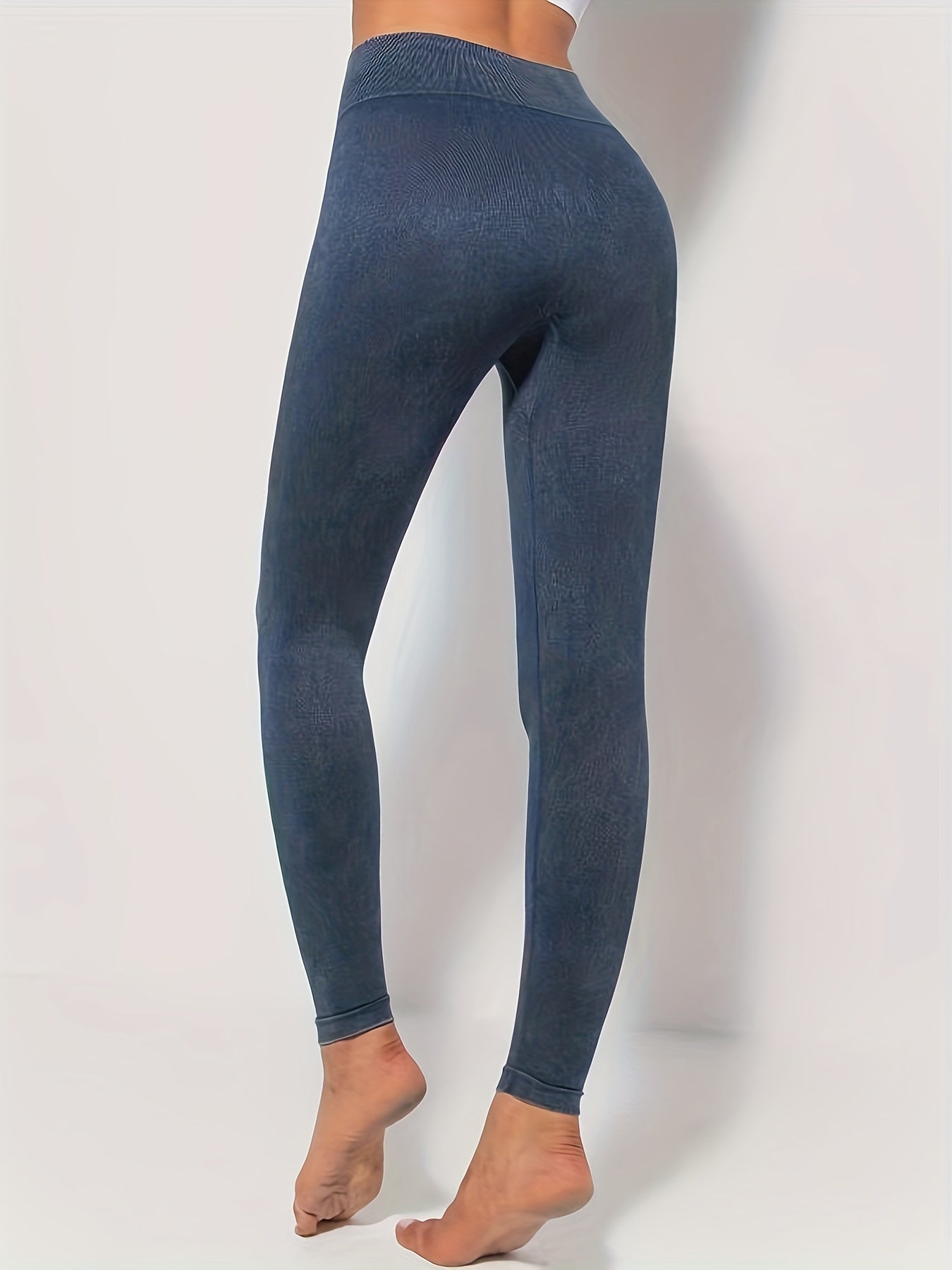 Denim Washed High Waist Fitness Pants Women's Leggings