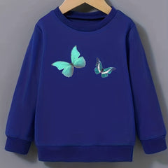 Butterfly Pattern Round Neck Sweatshirt For Girls Daily Party Long Sleeve Top