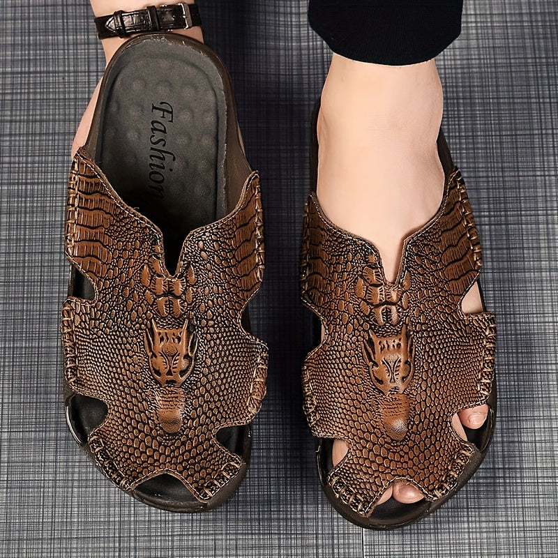 Men's Stitch Non Slip Slippers Closed Toe Rubber Sole Wear-resistant