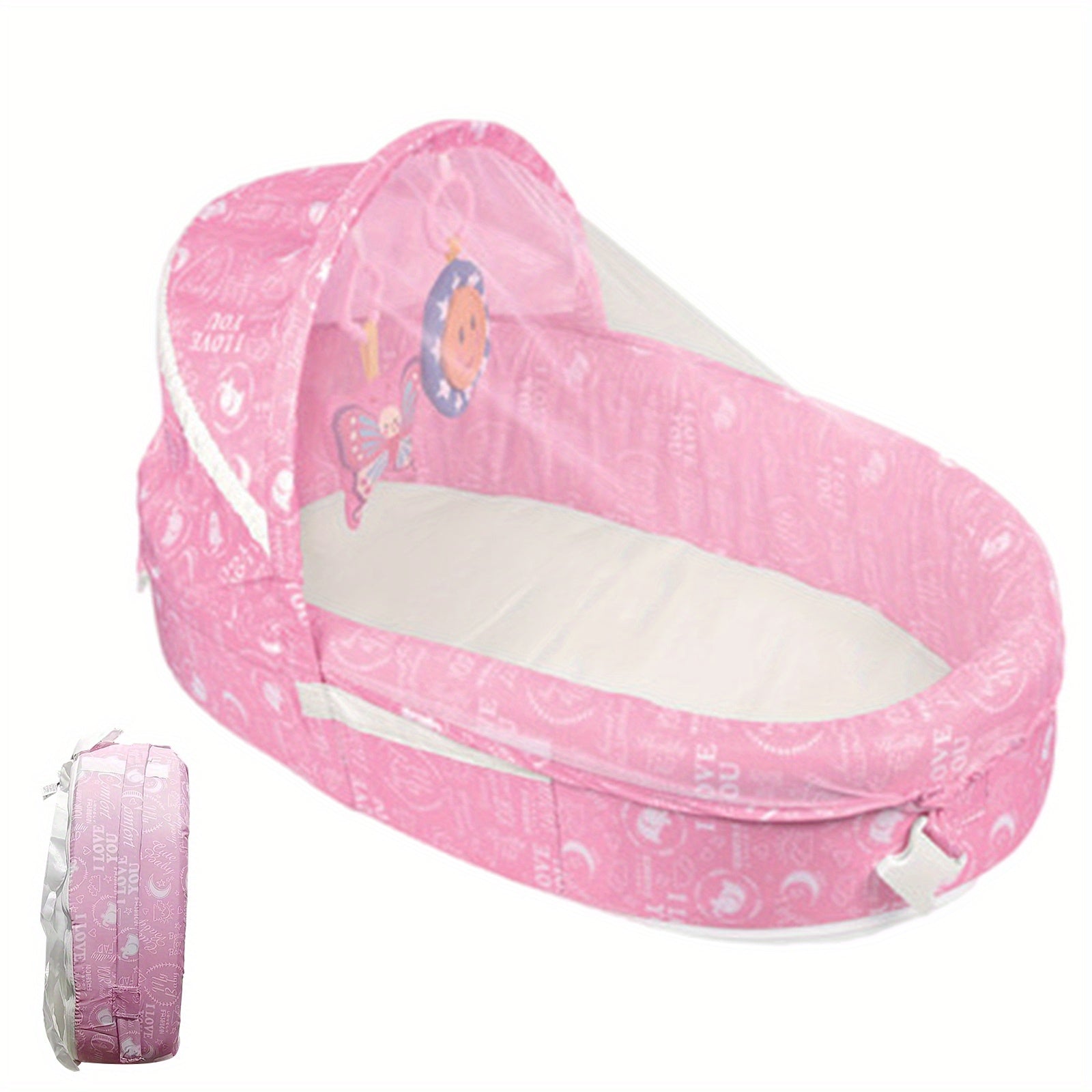 Portable Bassinet for Babies Foldable Bed with Sun Protection