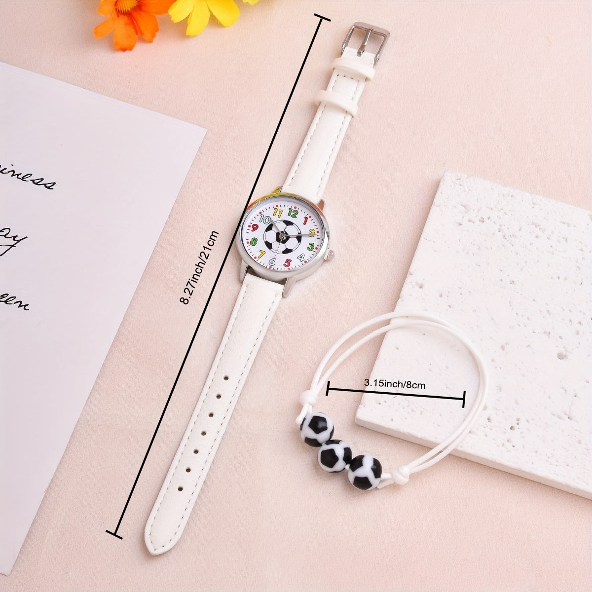 Kids Boys Football Watch Bracelet Set