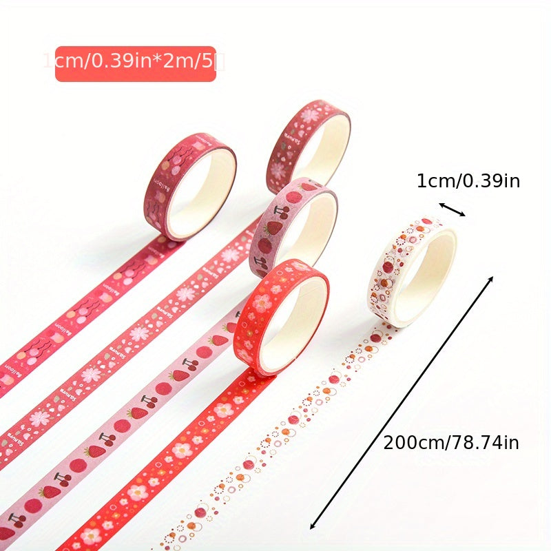 5 Rolls Basic Decorative Tape & Stickers Set