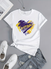 Women's Football Graphic Short Sleeve Sports T-shirt