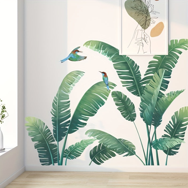 Tropical Green Plant Turtle Leaf Wall Sticker PVC Self-adhesive