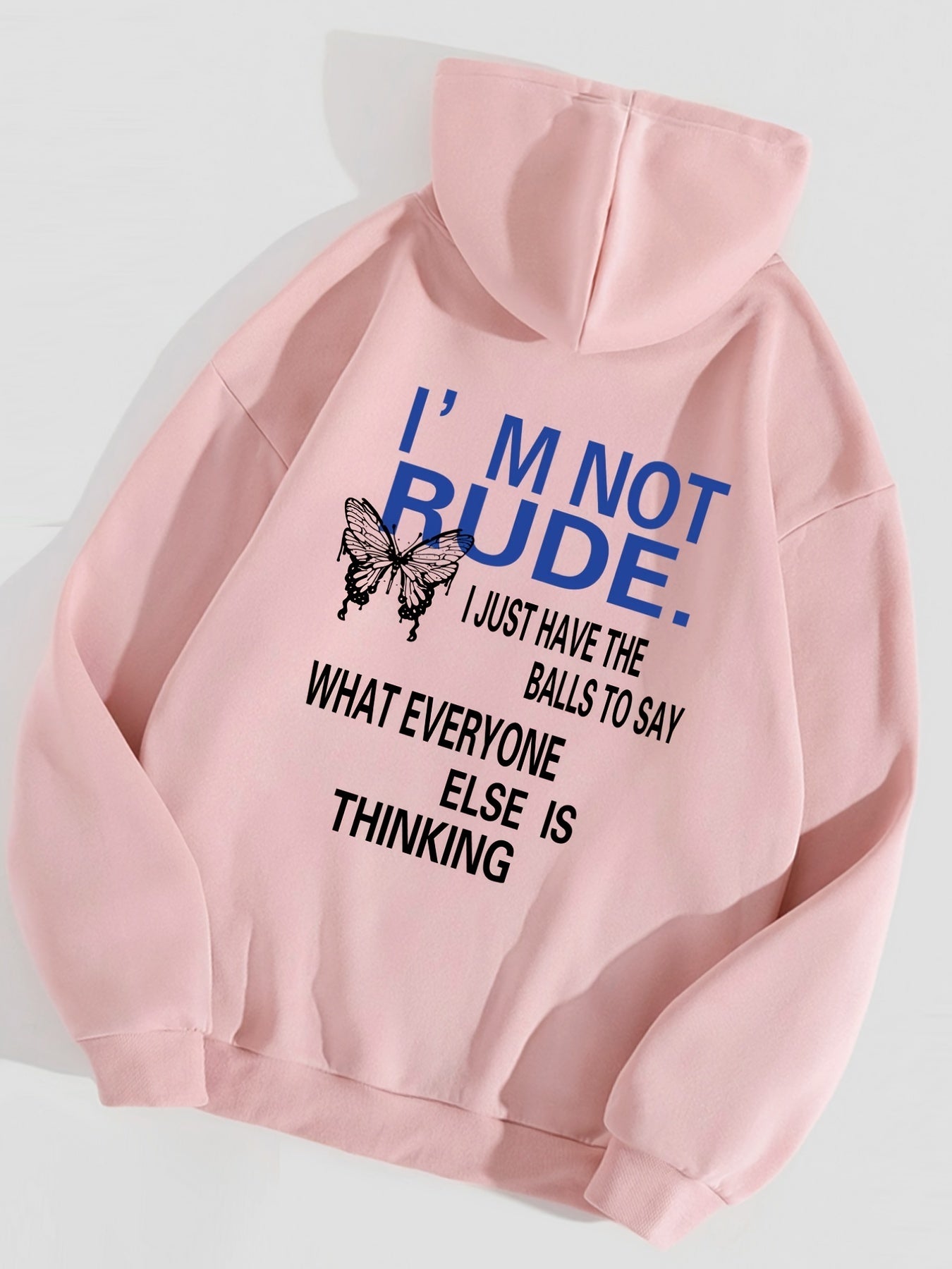 Butterfly Print Drawstring Hoodie Long Sleeve Sweatshirt