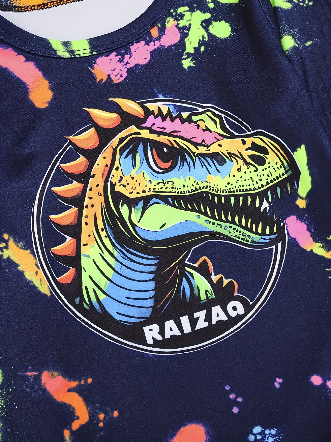 Boy's Dino Graffiti 2pcs Set Long Sleeve Top Casual Outfits For Spring Fall