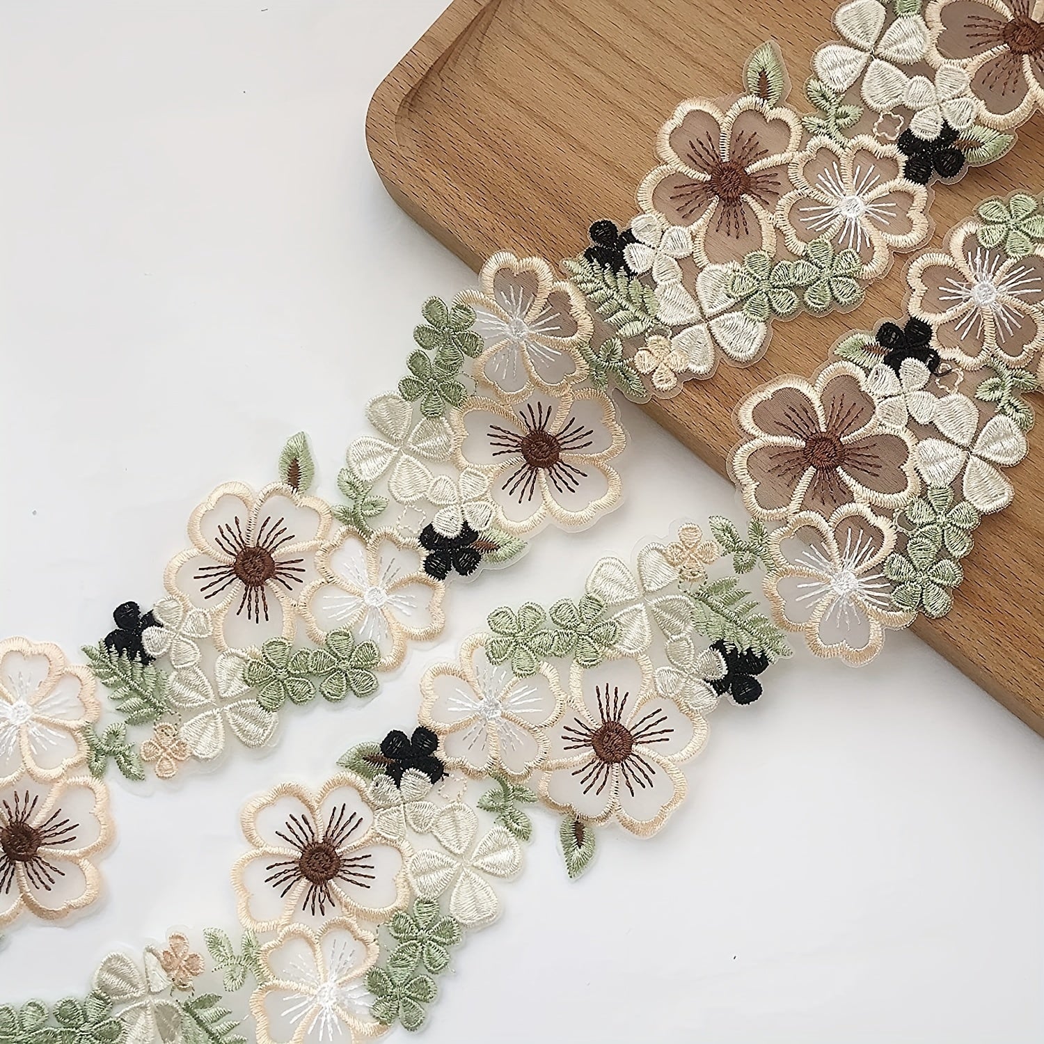 1Yd Flower Embroidery Lace Trim Sewing Accessories 6 Width