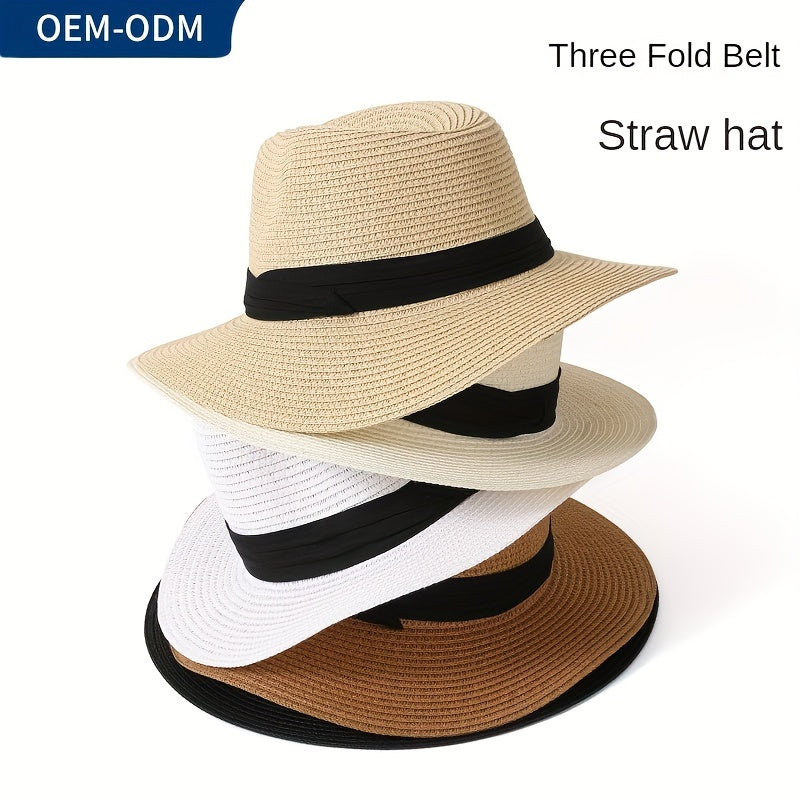 Men's Straw Hat Summer Sunshade Jazz Top Hat