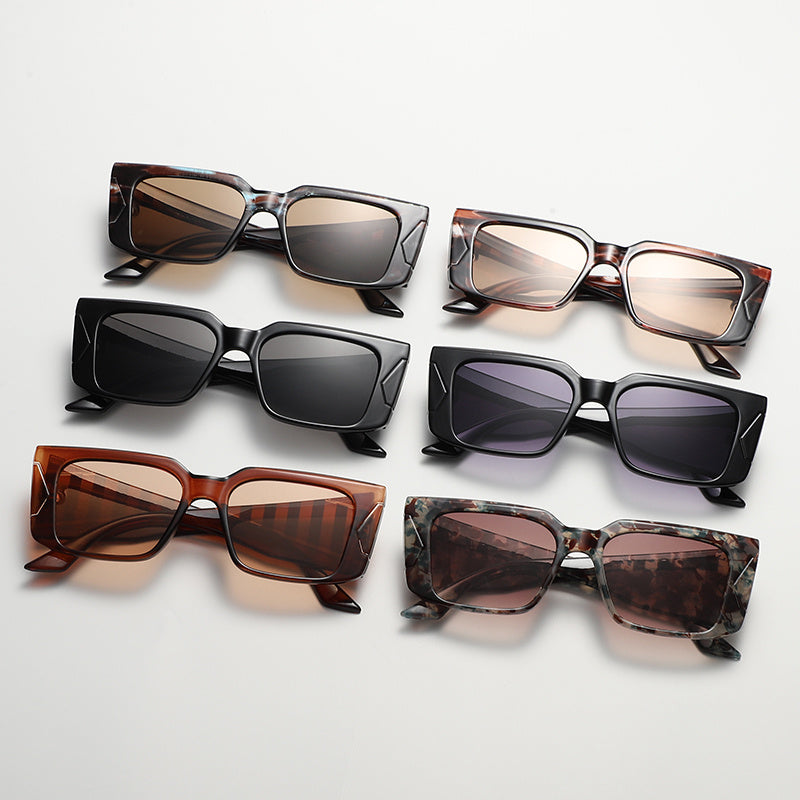 Square Sunglasses Thick Edge Temple Pattern