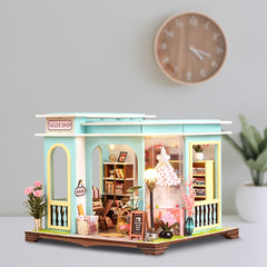 DIY Tailor Shop Dollhouse Furniture LED Wood Craft Toy House Kit