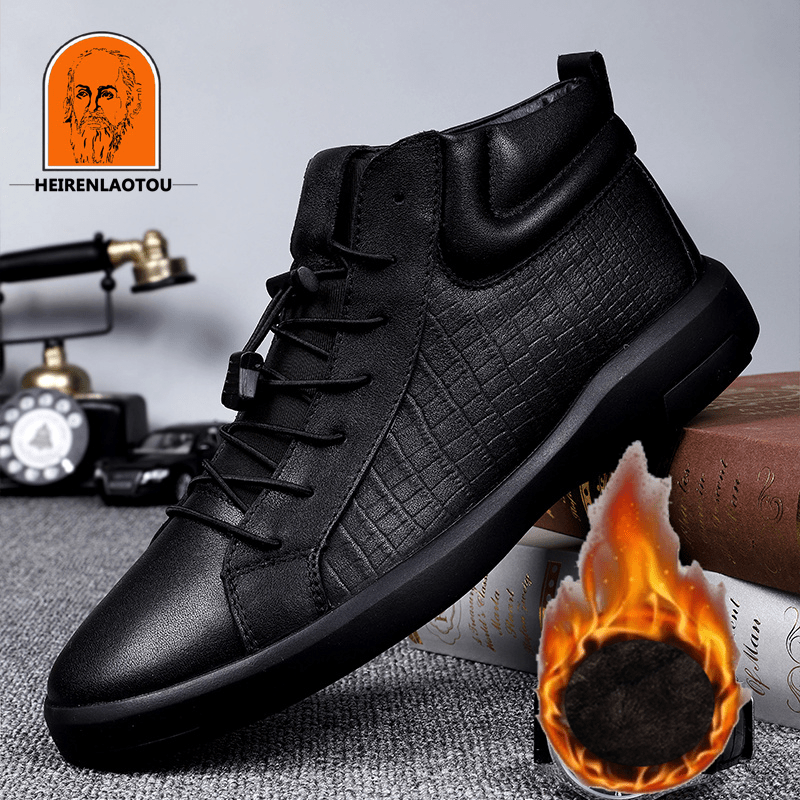 Men's No Tie Ankle Boots Casual Walking Shoes