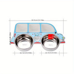 Kids Car Plate 304 Stainless Steel Spoon Fork Baby Divided Food Plate