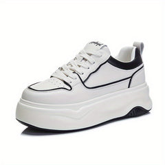 Solid Leather Skate Shoes With Thick Bottom for Women
