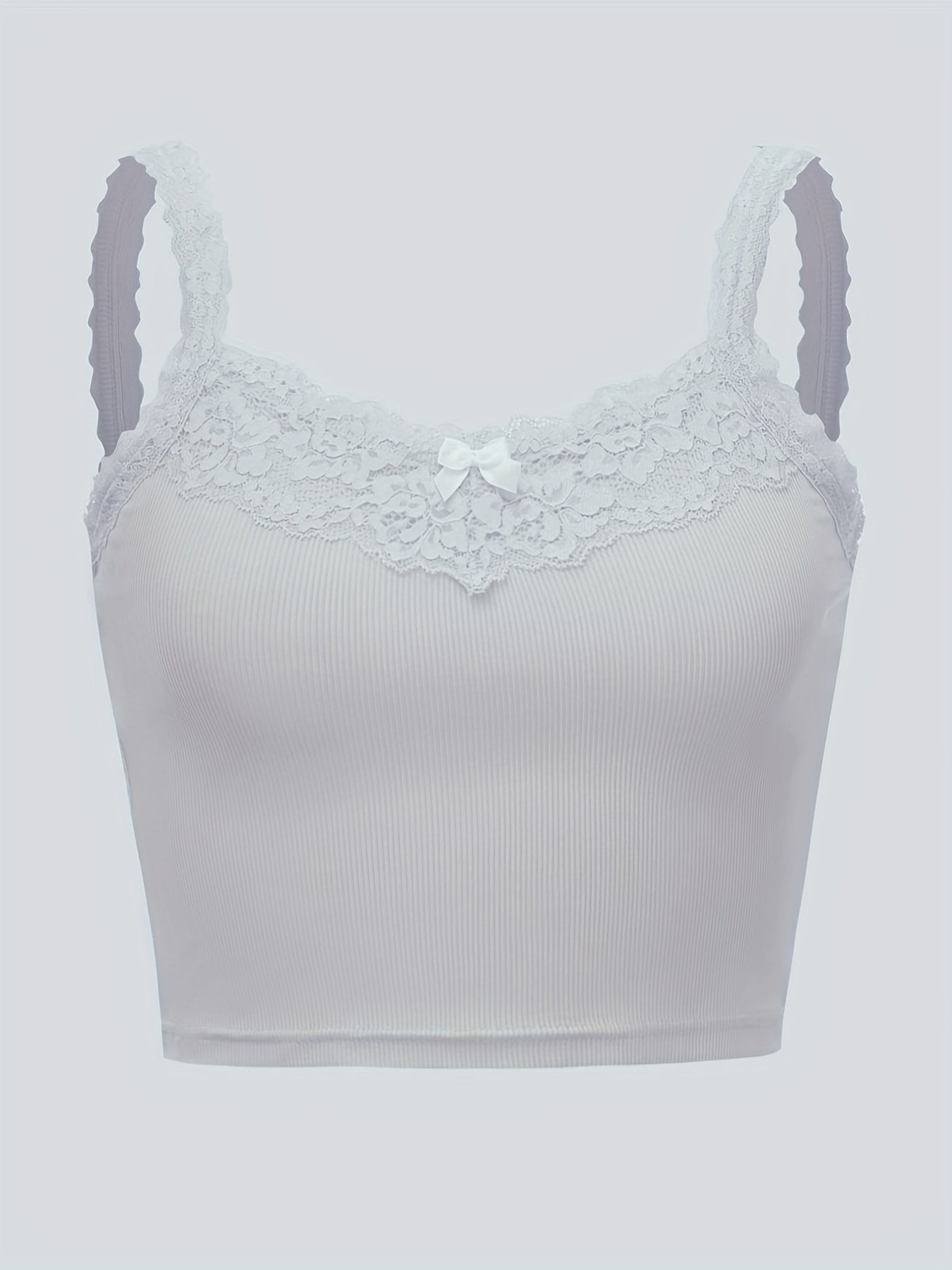 Lace Trim Cami Top with Bow Tie