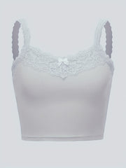 Lace Trim Cami Top with Bow Tie