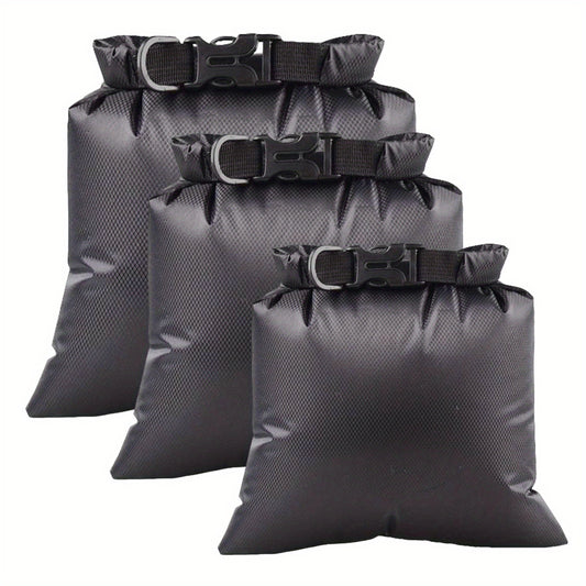 3 Pcs Outdoor Waterproof Rafting Storage Bags with Release Buckle