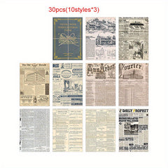 30 Sheets Retro English Journal Diary DIY Material Paper