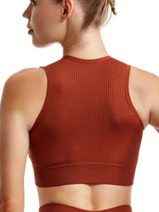 3 Ribbed Wireless Sports Bras Comfy & Breathable Running Workout Tank Bra