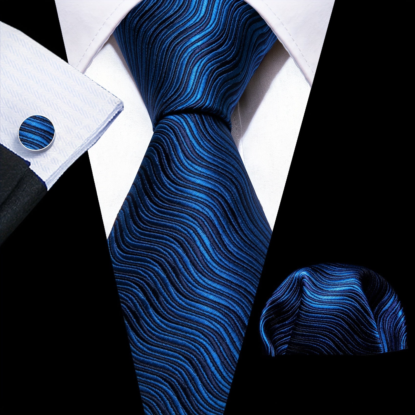 Barry Wang Men's Pink Tie Pocket Square Cufflinks Set