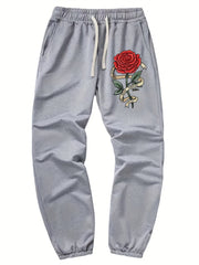 Rose Pattern Joggers Men s Casual Loose Fit Drawstring Pants