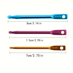 3pcs Mini Keychain Crochet Woolen Thread Weaving Tool