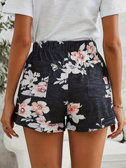 Women's Plus Floral Print Elastic Drawstring Shorts