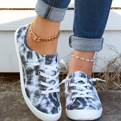 Tie Dye Canvas Lace Up Walking Shoes