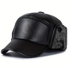 Meromibe Winter Ear Warmer PU Leather Baseball Cap Adjustable Sunscreen Hat