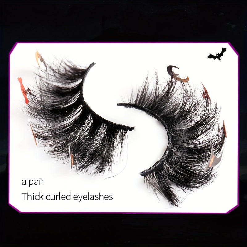Halloween Style False Eyelashes Faux Mink Lashes Sequin Decorative