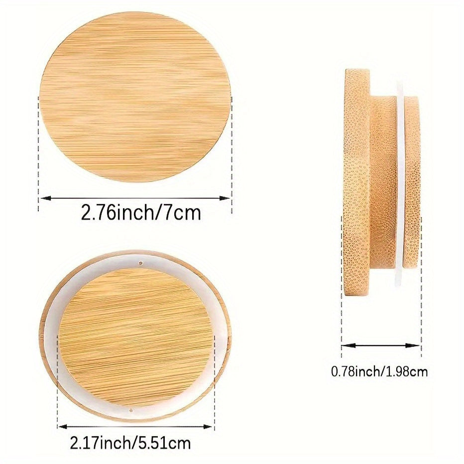 10pcs Reusable Bamboo Oui Lids with Silicone Sealing Rings for Oui Yogurt Jars
