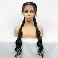 12 Cm Synthetic Cornrow Braided Wigs Lace Front Wigs With Baby Hair