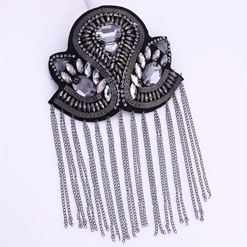 Exaggerated Crystal Epaulettes Dresses Clothing Accessories