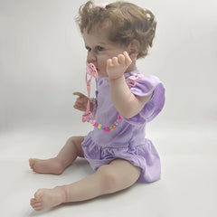 55 Purple Dress Plastic Doll Reborn Doll for Birthday Christmas