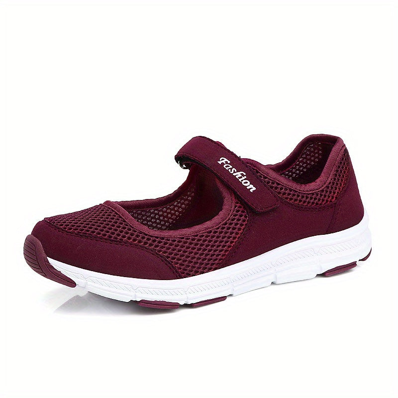 Women's Mesh Platform Walking Sneakers Breathable Non slip Hook & Loop Shoes