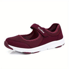 Women's Mesh Platform Walking Sneakers Breathable Non slip Hook & Loop Shoes