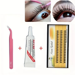 DIY 3D Cluster Eyelashes Medium Length Faux Mink False with Adhesive