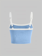 Sleeveless Block Cami Top Sexy Spaghetti Versatile