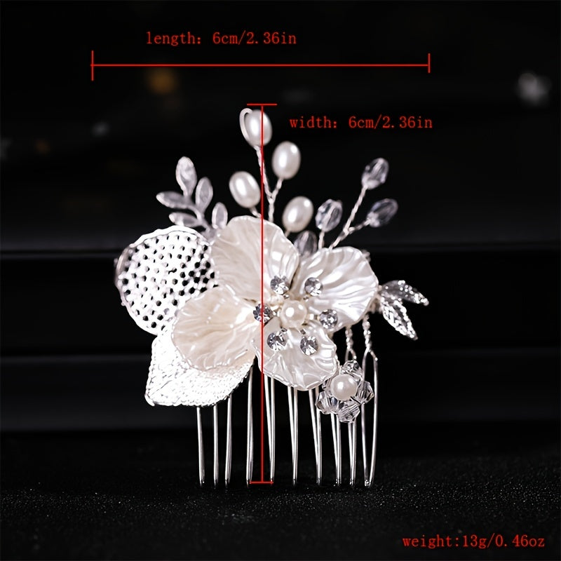Flower Rhinestone Faux Pearl Hair Comb Hairpin Party Favor Decorations