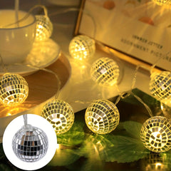 Disco Mirror Ball String Lights - 20 LED Reflective Bright Lamp
