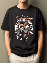 Men's Cartoon Print Crew Neck Tee