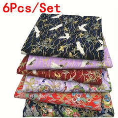 6pcs Japanese Style Cotton Craft Fabric Bundle for DIY Patchwork Sew